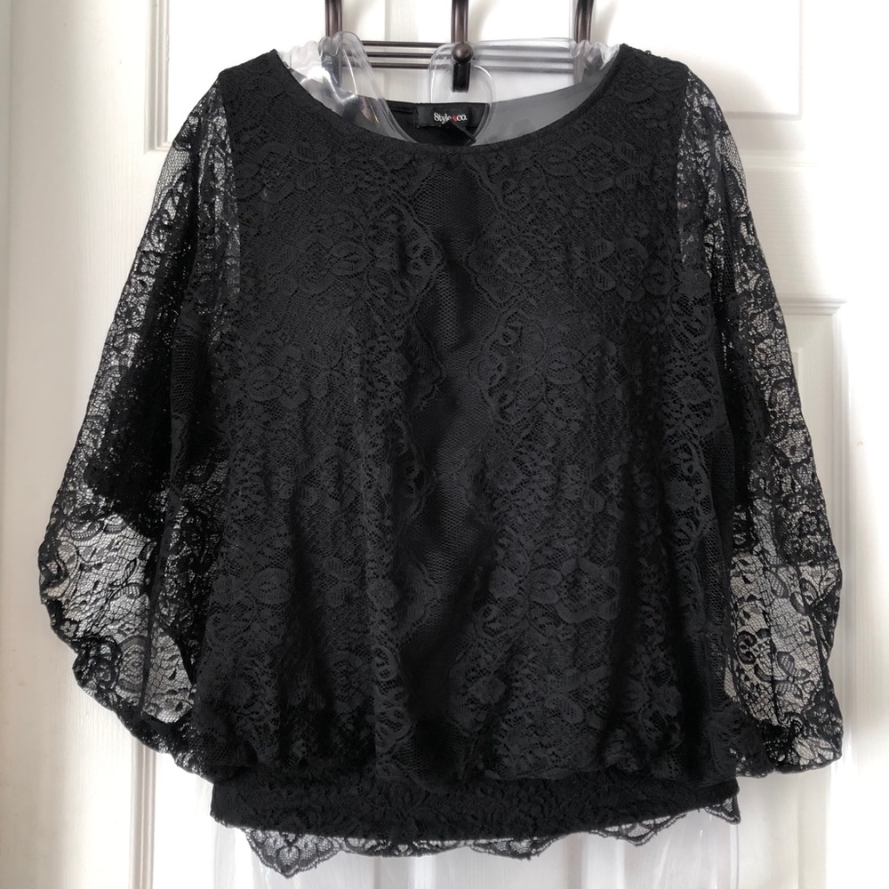 Style & Co Drapey Lace Shirt